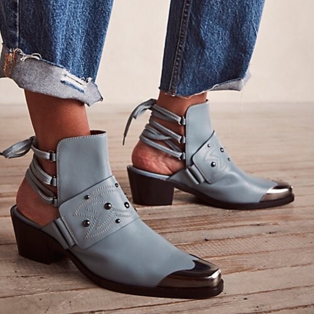 Free People Rory Studded Shoe Boot Blue Size US 9 EU 39 NWT